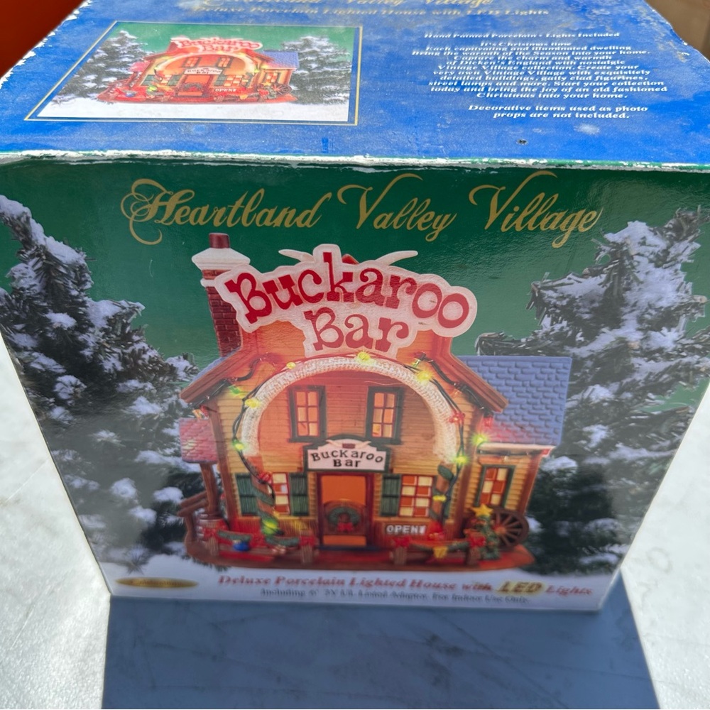 RARE Heartland Valley Village Buckaroo Bar Holiday Decor with LED Lights